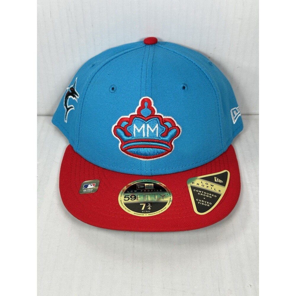 Size 7 3/4 Miami Marlins 59FIFTY City Connect On Field Low Profile Red/Blue Hat